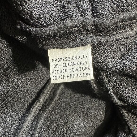 St John Collection By Marie Gray Knit Blazer Size 10 Black Gold Chain Zip Up - Picture 6 of 9